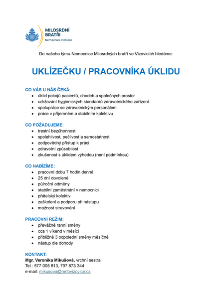 Inzerát na uklízečku 3-26 Inzerát na uklízečku 3-26